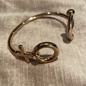 Gold Anchor Open Cuff Bracelet